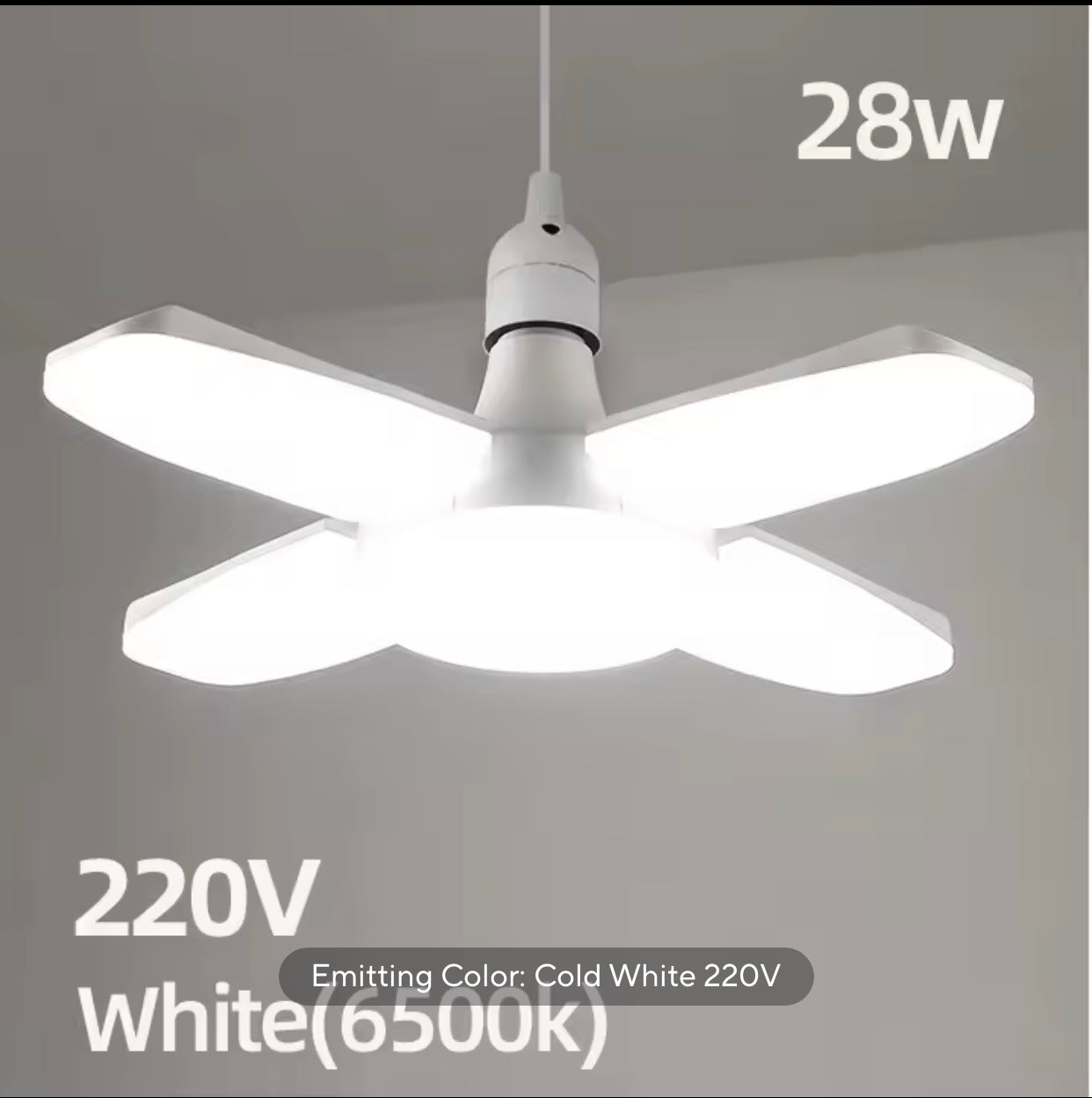 E27 Foldable 28W LED Bulb (6500K, AC 220V/110V, White Light)
