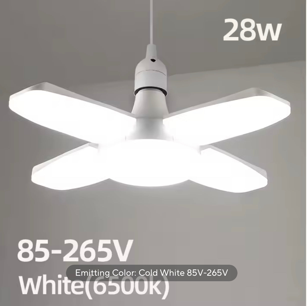 E27 Foldable 28W LED Bulb (6500K, AC 220V/110V, White Light)