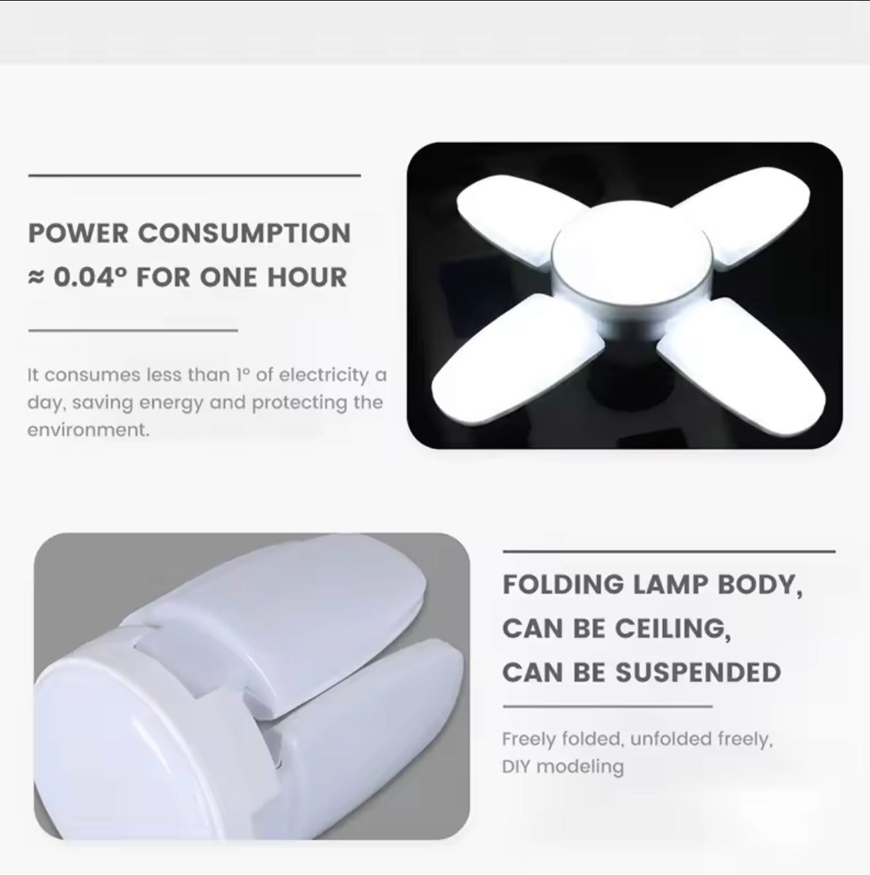 E27 Foldable 28W LED Bulb (6500K, AC 220V/110V, White Light)